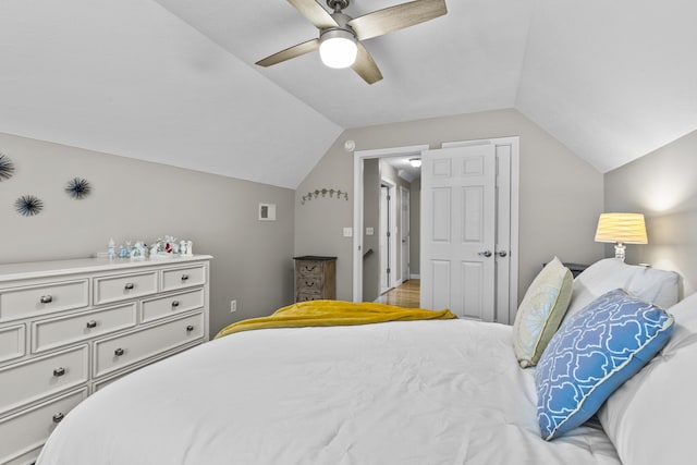 594 Earlymeade Dr, Winchester, KY 40391 - bedroom with vaulted ceiling and a ceiling fan
