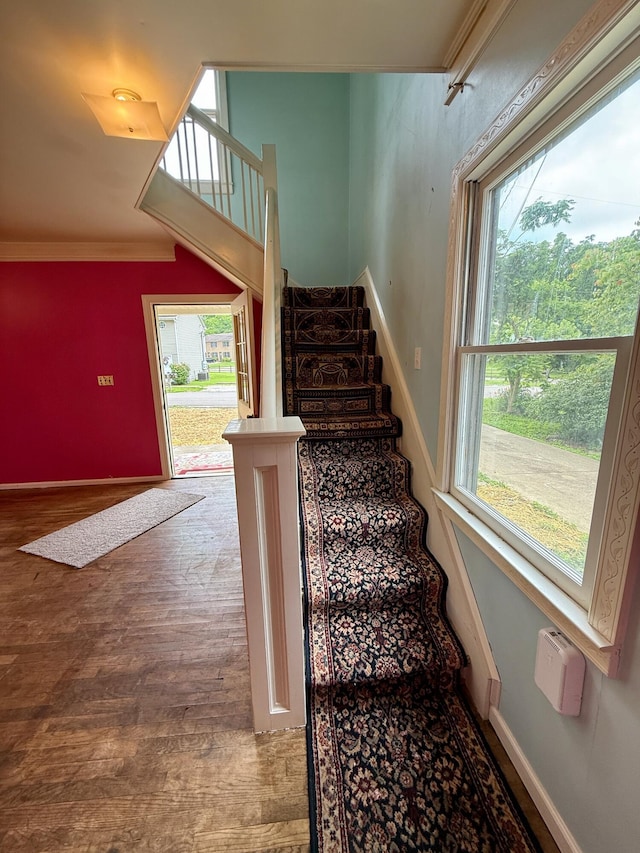 215 Bellevue Ave, Wilmore, KY 40390 - staircase with crown molding and wood finished floors