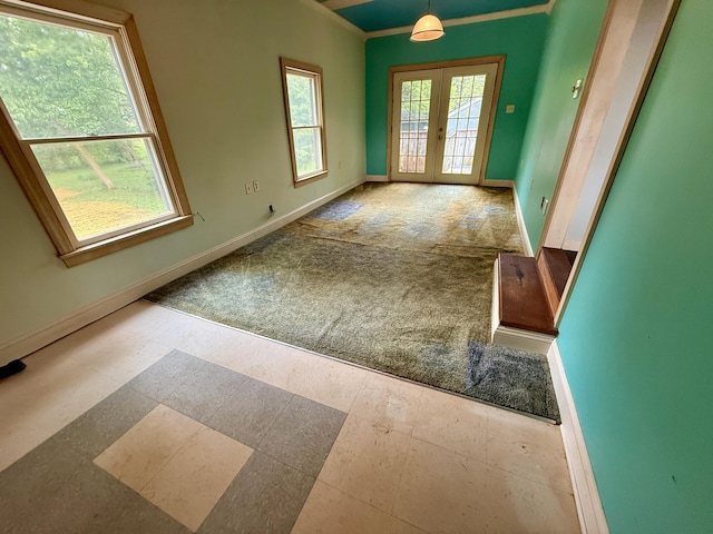 215 Bellevue Ave, Wilmore, KY 40390 - unfurnished room with french doors, carpet flooring, and crown molding