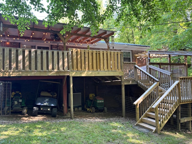 1512 Maple Ln, Corbin, KY 40701 - rear view of property featuring a wooden deck, stairs, a carport, and brick siding