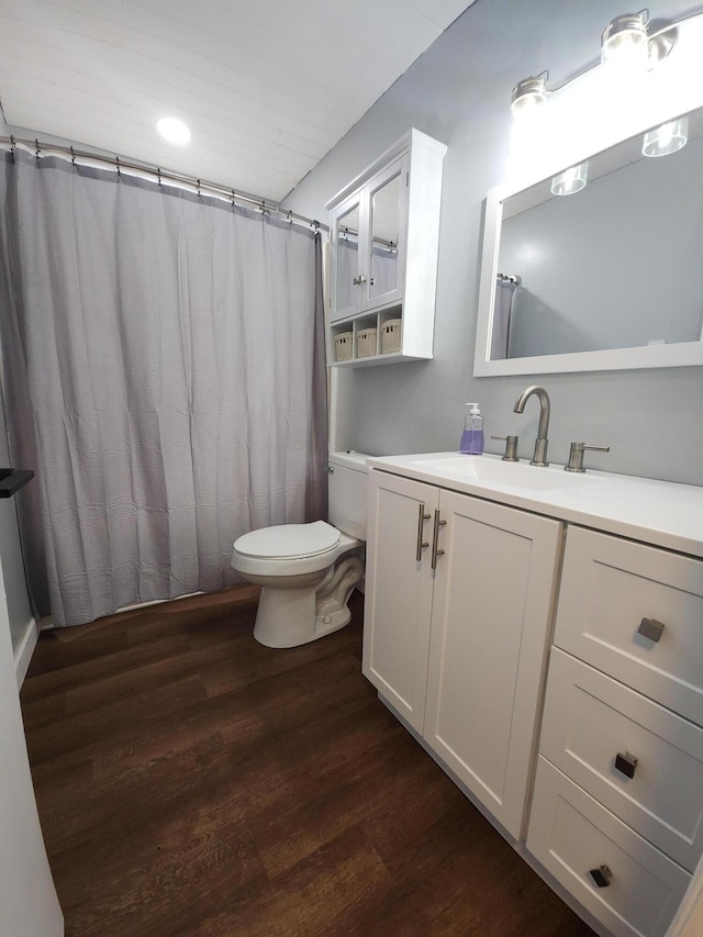 50 Ford Dr, Mount Vernon, KY 40456 - bathroom featuring wood finished floors, toilet, vanity, and curtained shower