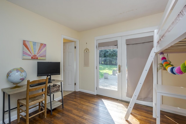 3506 Newport Dr, Lexington, KY 40517 - home office with hardwood / wood-style floors, french doors, and baseboards