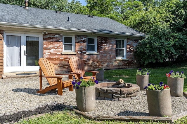 3506 Newport Dr, Lexington, KY 40517 - view of patio featuring a fire pit and french doors