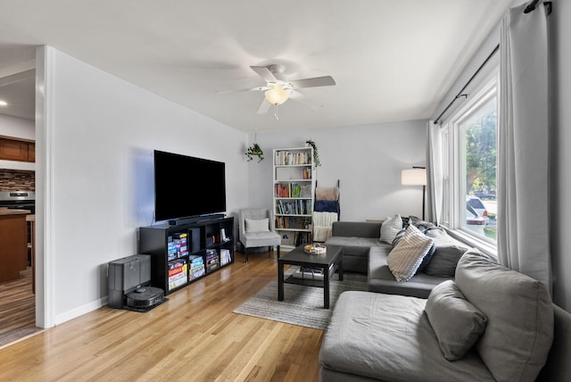 103 Cypress St, Nicholasville, KY 40356 - living area with a ceiling fan, wood finished floors, and baseboards