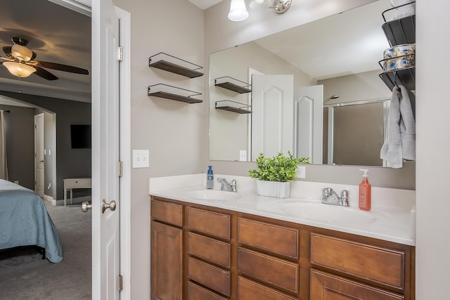 162 Johnstone Trl, Georgetown, KY 40324 - ensuite bathroom with double vanity and a ceiling fan