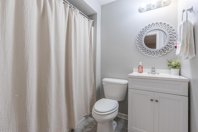 162 Johnstone Trl, Georgetown, KY 40324 - bathroom featuring toilet, vanity, curtained shower, and baseboards