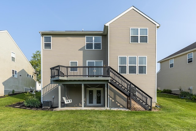 162 Johnstone Trl, Georgetown, KY 40324 - rear view of property featuring a deck, stairway, a yard, cooling unit, and a patio