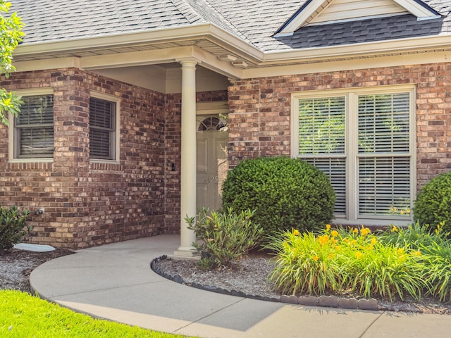 2625 Flying Ebony Dr, Lexington, KY 40509 - doorway to property with a shingled roof and brick siding
