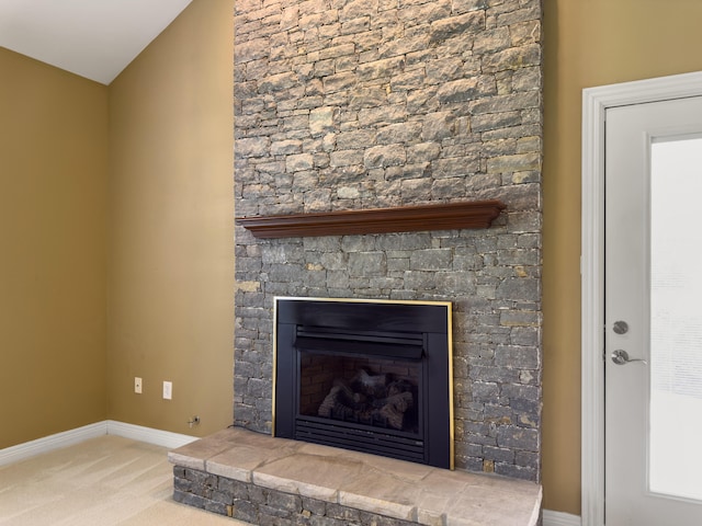 2625 Flying Ebony Dr, Lexington, KY 40509 - detailed view of a fireplace, carpet floors, and baseboards