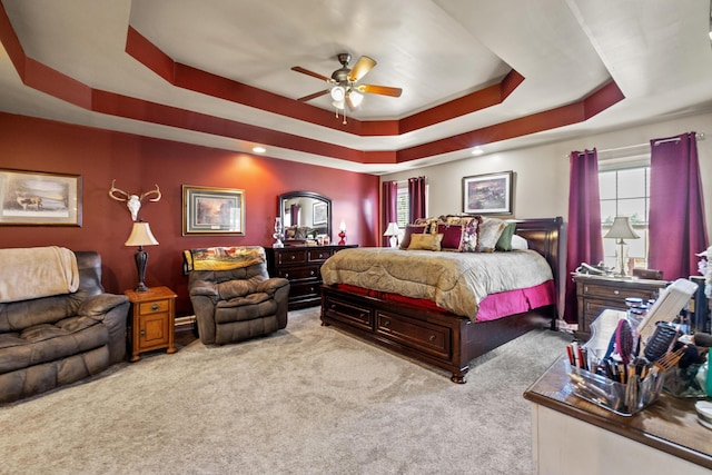 204 Keith Dr, Berea, KY 40403 - carpeted bedroom featuring a raised ceiling, multiple windows, ceiling fan, and recessed lighting