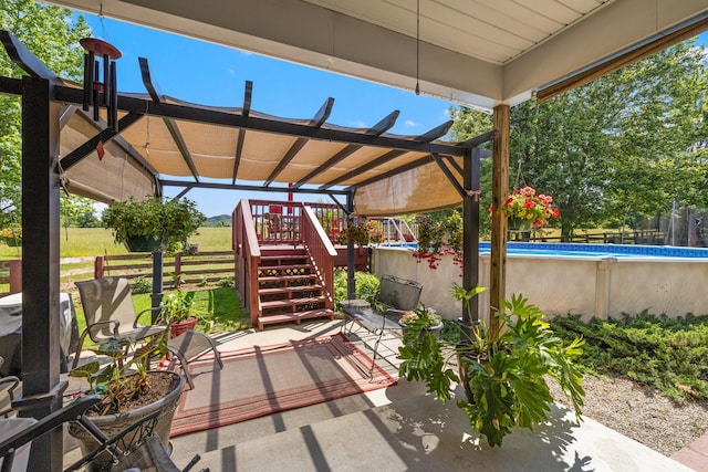 204 Keith Dr, Berea, KY 40403 - view of patio featuring a pergola, stairway, and an outdoor pool
