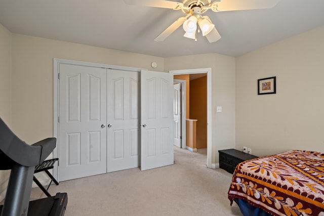 988 Fiddler Creek Way, Lexington, KY 40515 - bedroom with light carpet, a closet, a ceiling fan, and baseboards
