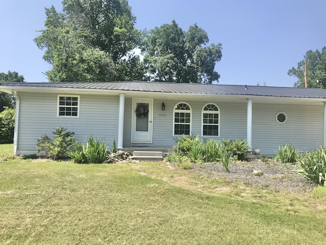 5713 Bybee Rd, Ashland, KY 41102 - ranch-style house with a front yard, metal roof, and a porch