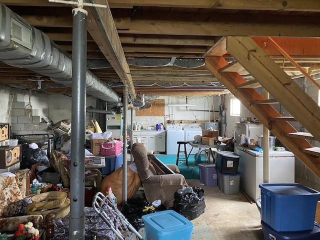 648 Hayes Creek Rd, Strunk, KY 42649 - below grade area with independent washer and dryer and stairs
