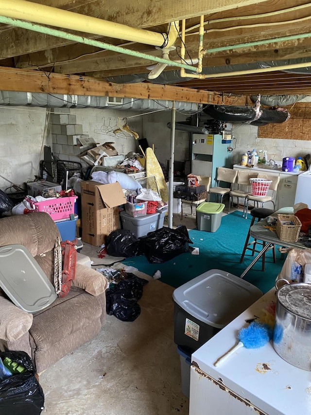 648 Hayes Creek Rd, Strunk, KY 42649 - unfinished basement featuring concrete block wall