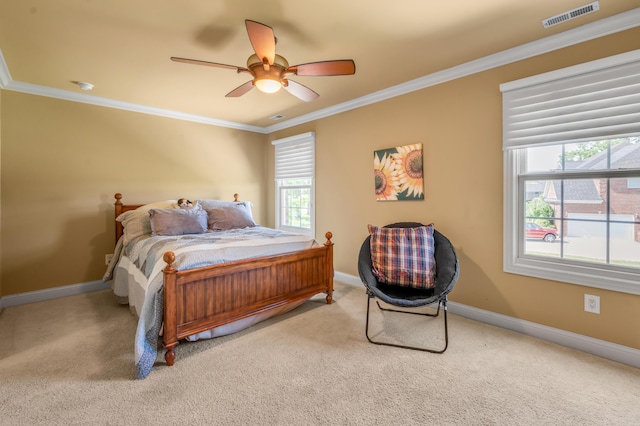 101 Sand Piper Ct, Midway, KY 40347 - carpeted bedroom with ornamental molding, baseboards, and a ceiling fan