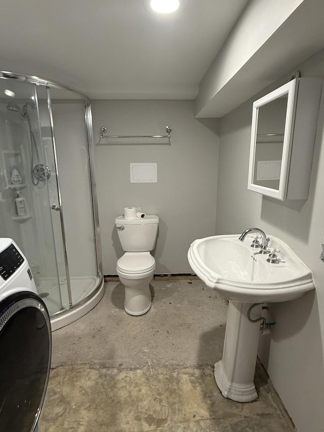 1021 Arapaho Trl, Frankfort, KY 40601 - full bathroom with washer / dryer, a shower stall, and toilet