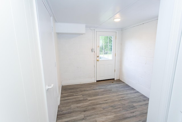 1021 Arapaho Trl, Frankfort, KY 40601 - doorway to outside featuring concrete block wall and wood finished floors