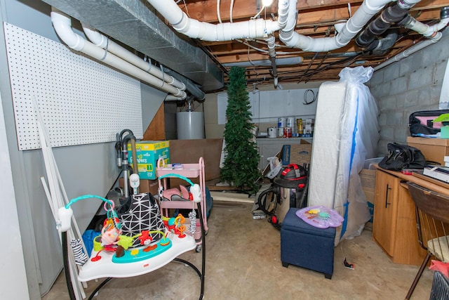 1021 Arapaho Trl, Frankfort, KY 40601 - unfinished basement featuring water heater and concrete block wall
