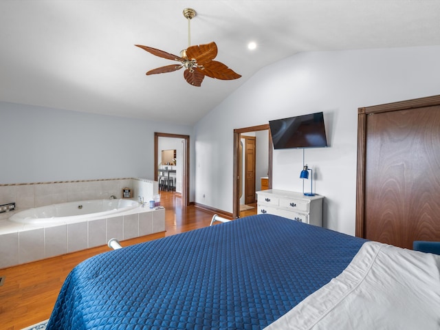 389 Lakeview Dr, Somerset, KY 42503 - bedroom featuring vaulted ceiling, wood finished floors, and a ceiling fan