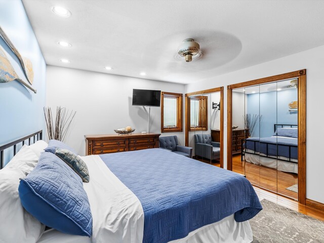 389 Lakeview Dr, Somerset, KY 42503 - bedroom with wood finished floors, recessed lighting, and a ceiling fan