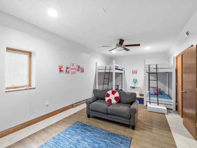 389 Lakeview Dr, Somerset, KY 42503 - living room with ceiling fan, recessed lighting, and a baseboard heating unit