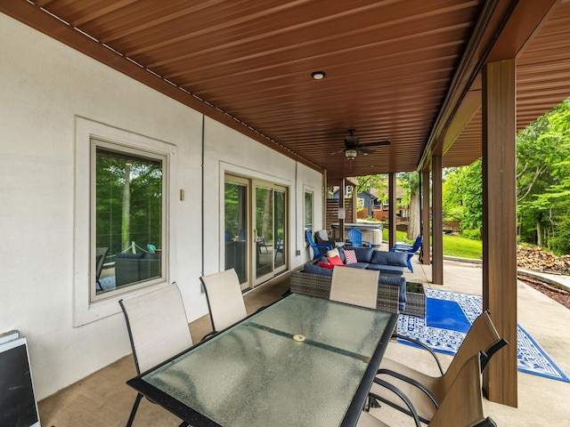 389 Lakeview Dr, Somerset, KY 42503 - view of patio / terrace with outdoor dining space, ceiling fan, and an outdoor hangout area