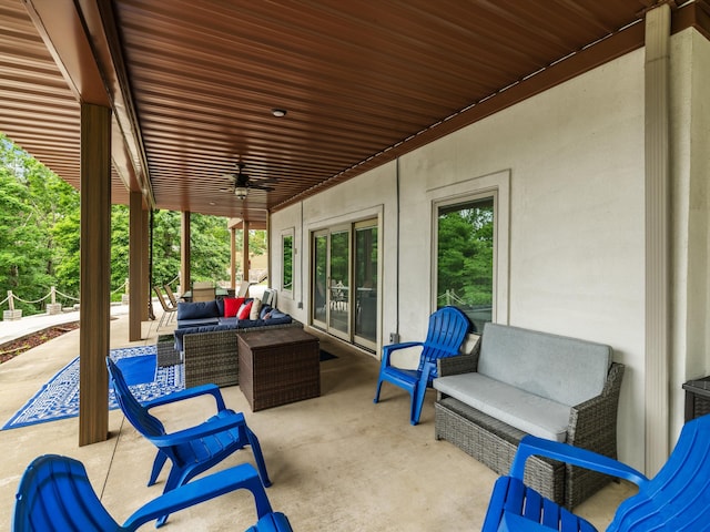 389 Lakeview Dr, Somerset, KY 42503 - view of patio featuring outdoor lounge area and ceiling fan