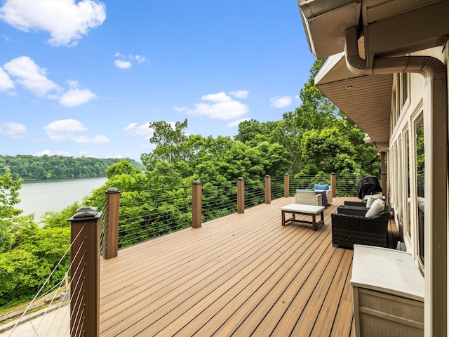 389 Lakeview Dr, Somerset, KY 42503 - deck with a water view and outdoor lounge area
