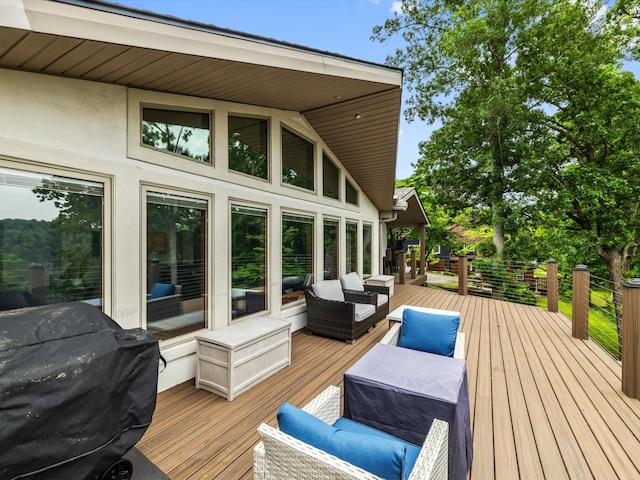 389 Lakeview Dr, Somerset, KY 42503 - wooden deck featuring a grill and an outdoor hangout area