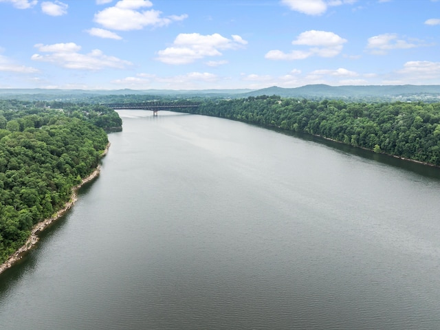 389 Lakeview Dr, Somerset, KY 42503 - bird's eye view of a water and mountain view, a heavily wooded area, and a notable bridge