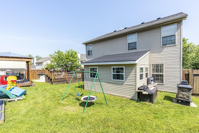701 Sprucewood Dr, Lexington, KY 40514 - rear view of house with a deck, a playground, and a gazebo