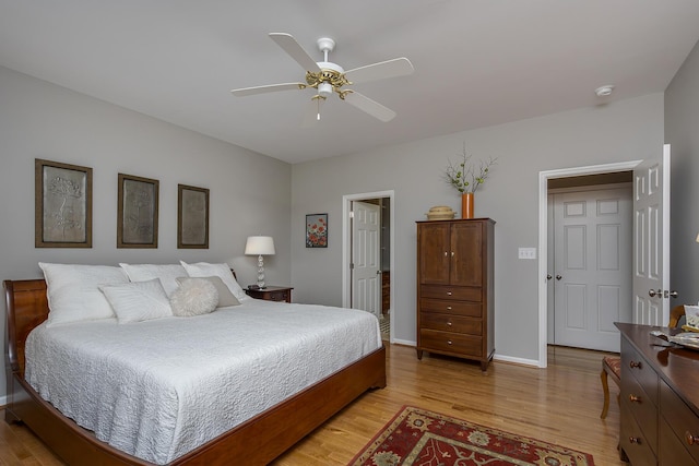 3519 Doral Pl, Lexington, KY 40509 - bedroom with light wood finished floors, baseboards, and ceiling fan