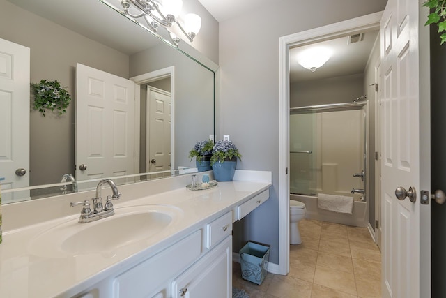 3519 Doral Pl, Lexington, KY 40509 - full bath with toilet, vanity, combined bath / shower with glass door, tile patterned flooring, and baseboards