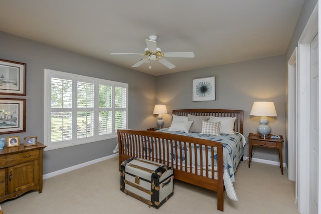 3519 Doral Pl, Lexington, KY 40509 - bedroom featuring light carpet, baseboards, and ceiling fan