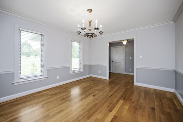 180 Taylors Fork Rd, Richmond, KY 40475 - spare room featuring a chandelier, crown molding, light wood-style floors, and baseboards