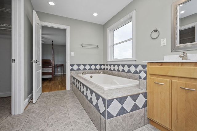 180 Taylors Fork Rd, Richmond, KY 40475 - bathroom with a garden tub, vanity, recessed lighting, and tile patterned floors