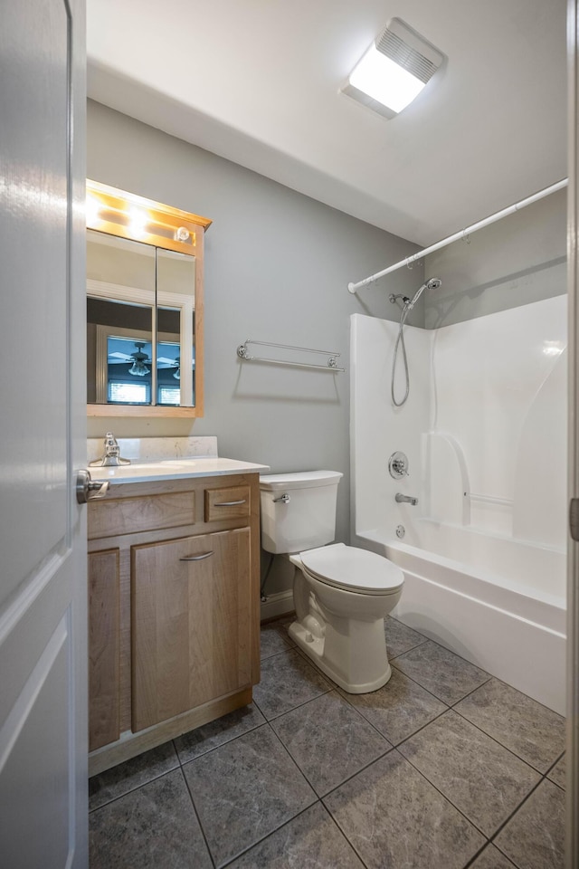 180 Taylors Fork Rd, Richmond, KY 40475 - bathroom featuring vanity, bathtub / shower combination, toilet, and tile patterned floors