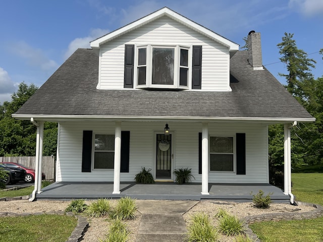 104 Steele St, Corbin, KY 40701 - view of front of property with covered porch, a chimney, and a shingled roof