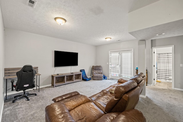 962 Cobble Dr, Richmond, KY 40475 - living area with carpet flooring, a textured ceiling, baseboards, and an office area