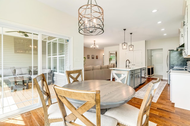 109 Palumbo Pl, Georgetown, KY 40324 - dining room with wood-type flooring, a chandelier, and recessed lighting