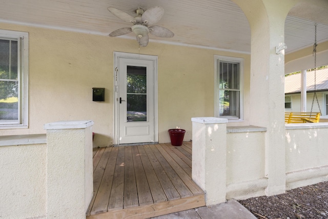 611 Old Shakertown Rd, Danville, KY 40422 - wooden terrace featuring a ceiling fan