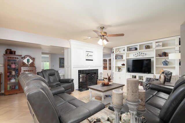 202 Thoroughbred Ln, Nicholasville, KY 40356 - living room featuring a fireplace and ceiling fan