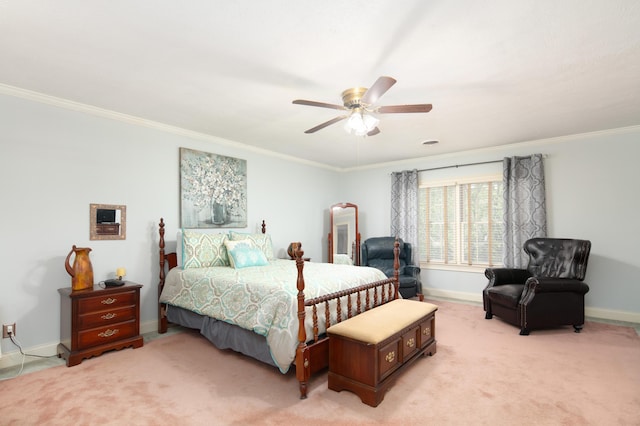 202 Thoroughbred Ln, Nicholasville, KY 40356 - bedroom with crown molding, baseboards, light carpet, and a ceiling fan
