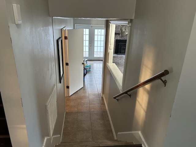 522 Countryside Cir, Mount Vernon, KY 40456 - hall with dark tile patterned floors, baseboards, and french doors
