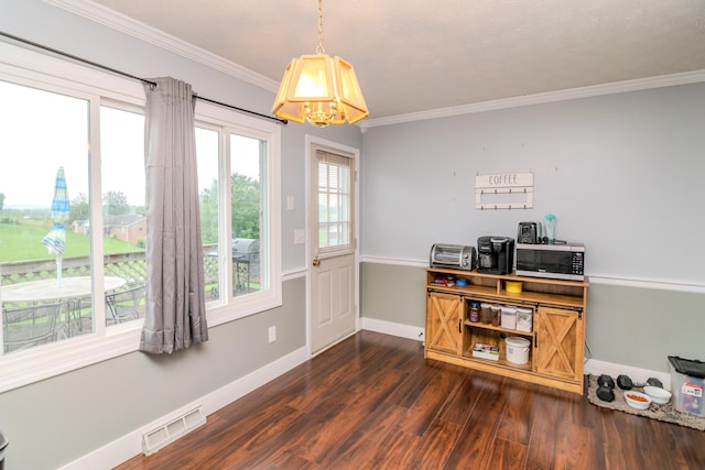 50 Barnett St, Hustonville, KY 40437 - office space featuring dark wood-style floors, ornamental molding, and a chandelier