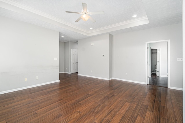 110 Seth Way, Georgetown, KY 40324 - empty room featuring a raised ceiling, a ceiling fan, dark wood-style flooring, baseboards, and crown molding