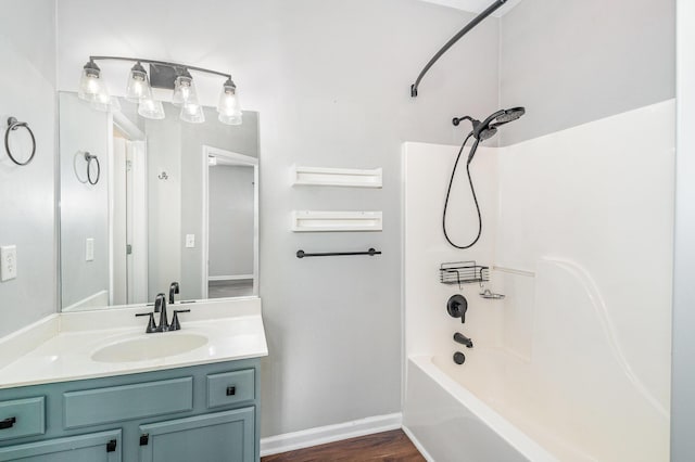 110 Seth Way, Georgetown, KY 40324 - full bath featuring shower / bath combination, vanity, wood finished floors, and baseboards