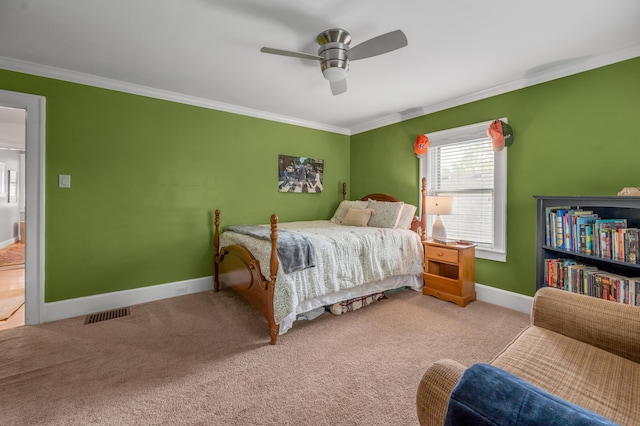 406 Dudley Rd, Lexington, KY 40502 - carpeted bedroom featuring crown molding, baseboards, and ceiling fan