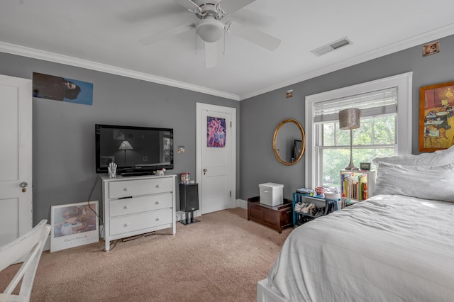 406 Dudley Rd, Lexington, KY 40502 - bedroom with crown molding, light colored carpet, ceiling fan, and baseboards